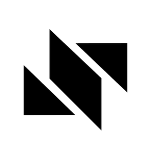 Two black triangles with a black rhombus in between