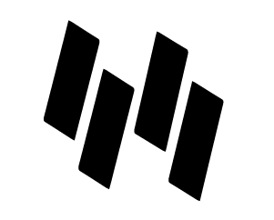 four black blocks slanted from right to left and staggered